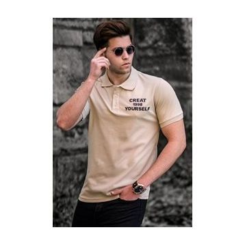 Madmext 5247 Bej Polo Yaka Erkek Tişört
