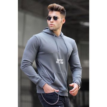 Madmext 5292 Füme Baskılı Kapşonlu Erkek Sweatshirt
