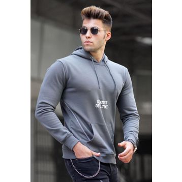 Madmext 5292 Füme Baskılı Kapşonlu Erkek Sweatshirt