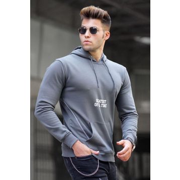 Madmext 5292 Füme Baskılı Kapşonlu Erkek Sweatshirt