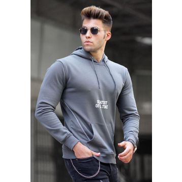 Madmext 5292 Füme Baskılı Kapşonlu Erkek Sweatshirt