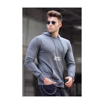 Madmext 5292 Füme Baskılı Kapşonlu Erkek Sweatshirt