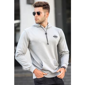 Madmext 5297 Gri Boyalı Baskılı Erkek Sweatshirt