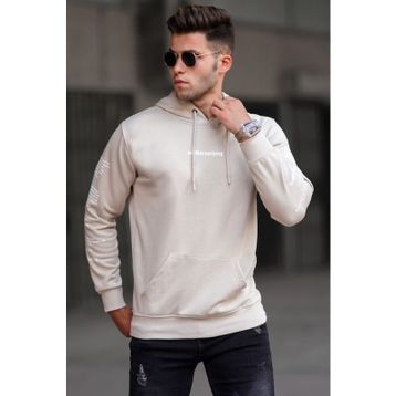 Madmext 5304 Bej Baskılı Erkek Sweatshirt