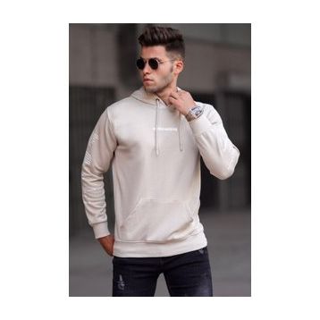 Madmext 5304 Bej Baskılı Erkek Sweatshirt