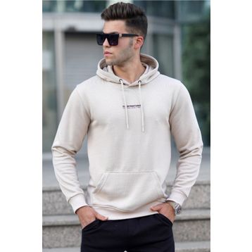 Madmext 5306 Bej Baskılı Erkek Sweatshirt