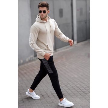 Madmext 5313 Bej Baskılı Erkek Sweatshirt