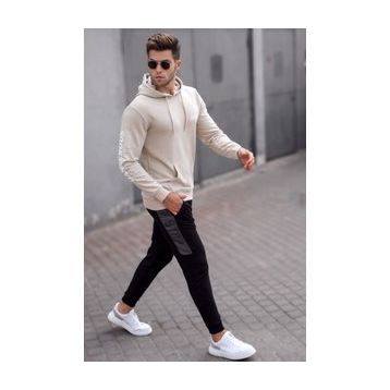 Madmext 5313 Bej Baskılı Erkek Sweatshirt