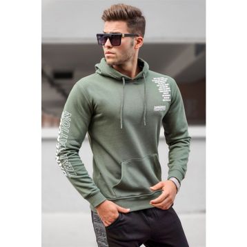 Madmext 5313 Haki Baskılı Erkek Sweatshirt