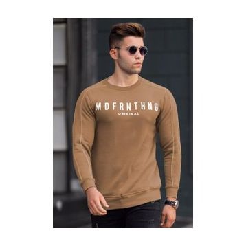 Madmext 5319 Kahverengi Bisiklet Yaka Erkek Sweatshirt