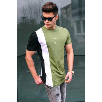 Madmext 5370 Çizgili Haki T-shirt