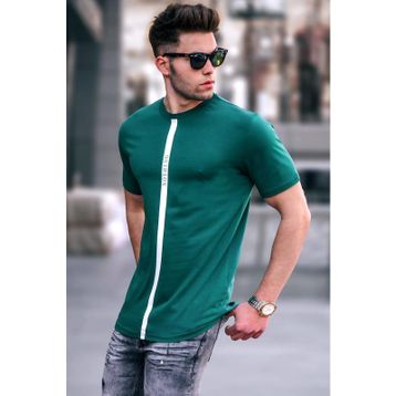Madmext 5378 Baskılı Koyu Yeşil T-shirt