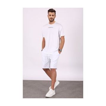 Madmext 5382 Beyaz Erkek Şort Takım