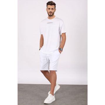 Madmext 5382 Beyaz Erkek Şort Takım