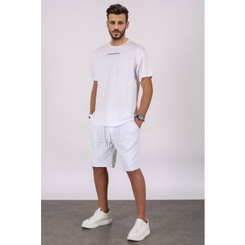 Madmext 5382 Beyaz Erkek Şort Takım