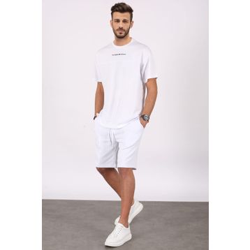 Madmext 5382 Beyaz Erkek Şort Takım