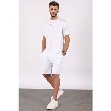 Madmext 5382 Beyaz Erkek Şort Takım