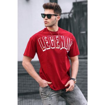 Madmext 5393 Baskılı Bordo Oversize T-shirt