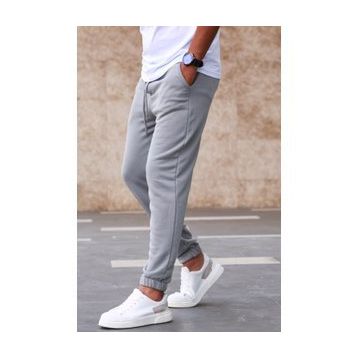 Madmext 5424 Gri Boyalı Basic Erkek Eşofman