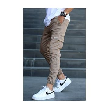 Madmext 5437 Kahverengi Kargo Cep Jogger Pantolon