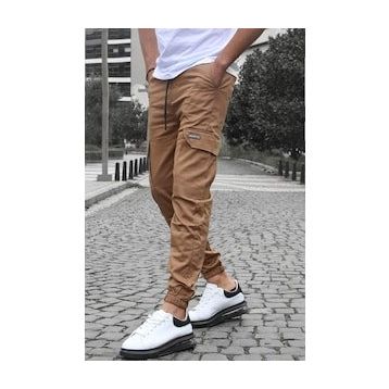 Madmext 5437 Kahverengi Kargo Cep Jogger Pantolon