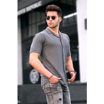 Madmext 5500 Kısa Kollu Kahverengi Erkek Gömlek