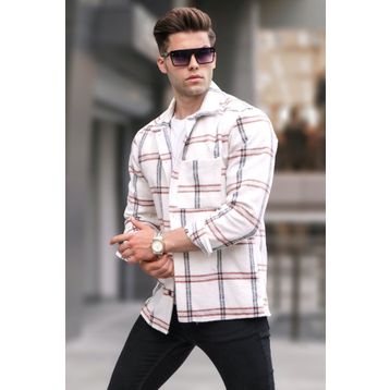Madmext 5556 Ekru Regular Fit Oduncu Gömlek