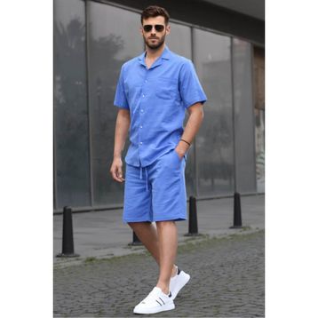 Madmext 5588 Turuncu Basic Oversize Erkek Gömlek Takımı