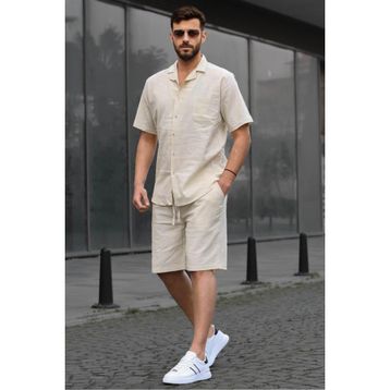 Madmext 5588 Turuncu Basic Oversize Erkek Gömlek Takımı