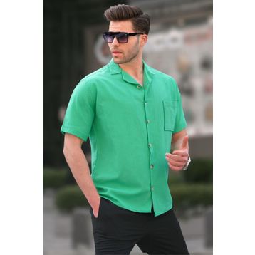 Madmext 5598 Yeşil Basic Kısa Kollu Erkek Gömlek