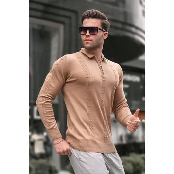 Madmext 5606 Bej Erkek Triko Kazak