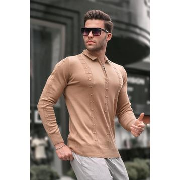Madmext 5606 Bej Erkek Triko Kazak