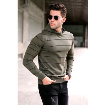 Madmext 5623 Haki Kapüşonlu Erkek Kazak