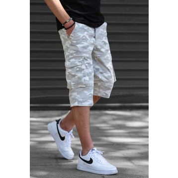 Madmext 5754 Kamuflaj Gabardin Kargo Cep Erkek Kapri Şort