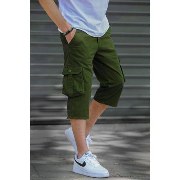 Madmext 5754 Kamuflaj Gabardin Kargo Cep Erkek Kapri Şort