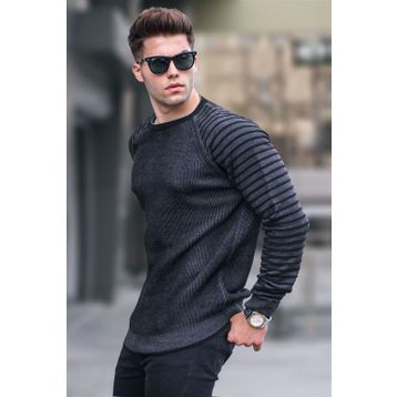Madmext 5766 Siyah Erkek Kazak