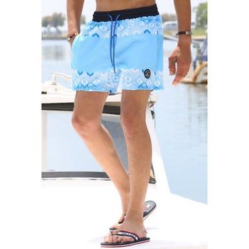 Madmext 5788 Mavi Desenli Cepli Deniz Şortu