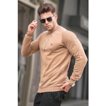 Madmext 5799 Erkek Bisküvi Bisiklet Yaka Regular Fit Basic Sweatshirt