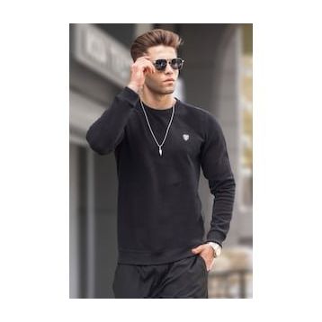 Madmext 5799 Erkek Siyah Bisiklet Yaka Regular Fit Basic Sweatshirt