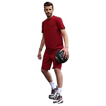 Madmext 5820 Bordo Baskılı Erkek Şort Takımı