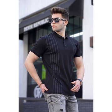 Madmext 5822 Siyah Polo Yaka Erkek T-Shirt