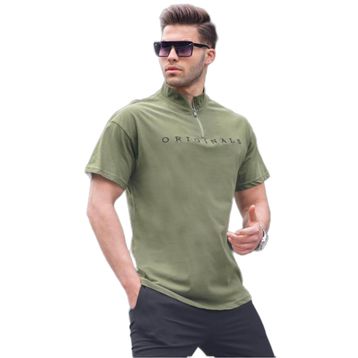 Madmext 5858 Mavi Fermuar Yaka Erkek T-shirt