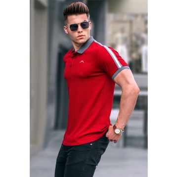 Madmext 5888 Mint Yeşili Kol Şeritli Polo Yaka Erkek T-shirt