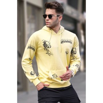 Madmext 5895 Sarı Baskılı Erkek Sweatshirt
