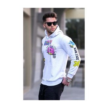Madmext 5896 Erkek Karmelanj Baskılı Kapüşonlu Sweatshirt