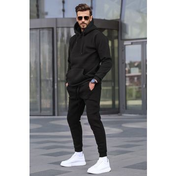 Madmext 5905 Erkek Siyah Kapşonlu Basic Eşofman Takımı