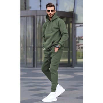 Madmext 5905 Haki Yeşili Kapüşonlu Basic Eşofman Takımı