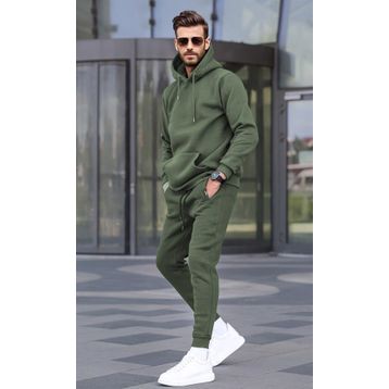 Madmext 5905 Haki Yeşili Kapüşonlu Basic Eşofman Takımı