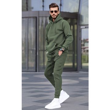 Madmext 5905 Haki Yeşili Kapüşonlu Basic Eşofman Takımı