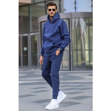 Madmext 5905 Lacivert Kapüşonlu Basic Eşofman Takımı